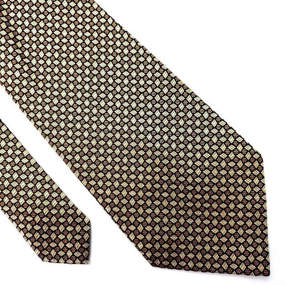 Kenneth Cole‎ Silk Tie Yellow Woven Geometric Handmade - Picture 1 of 7